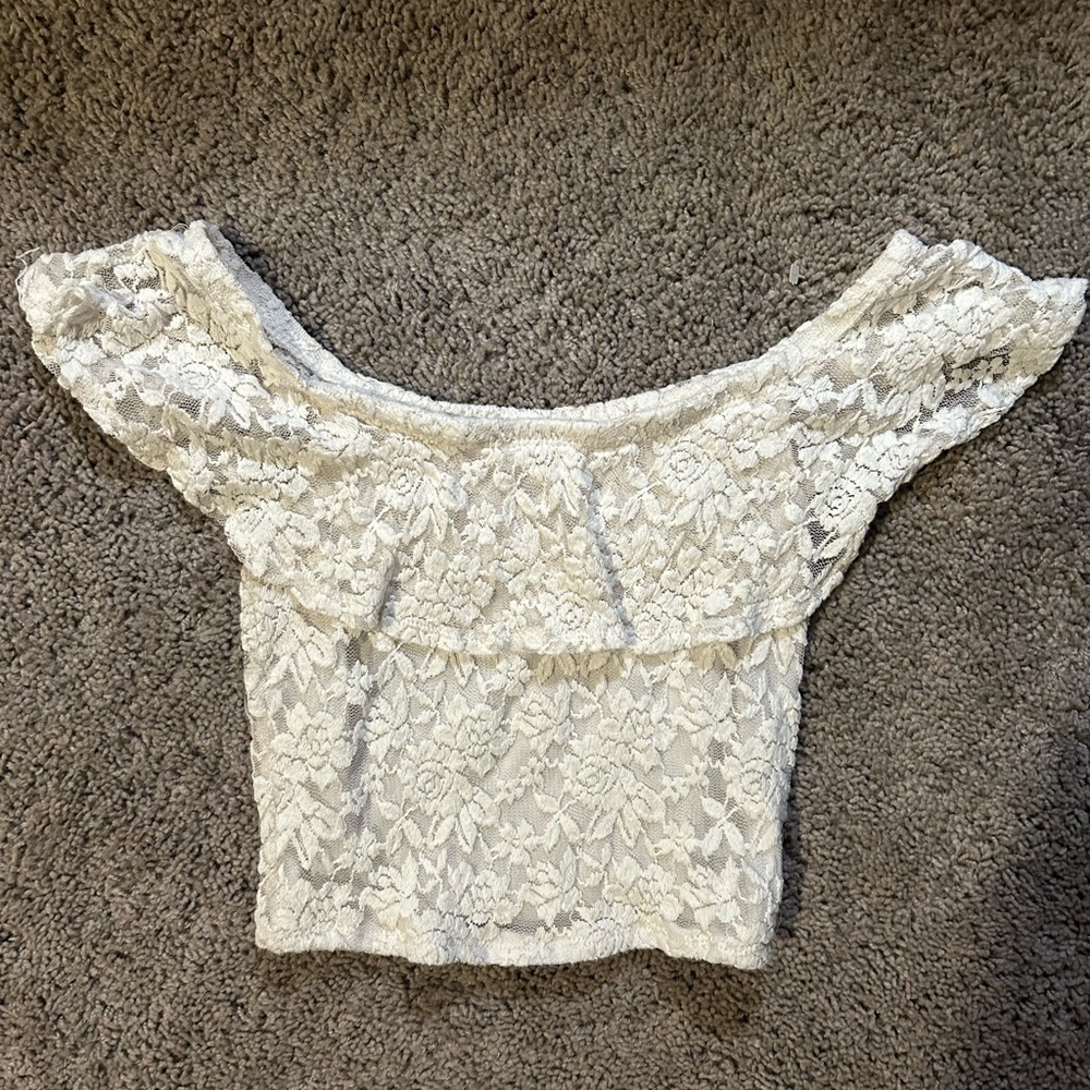Elegant Lace Off-Shoulder Top - Cream